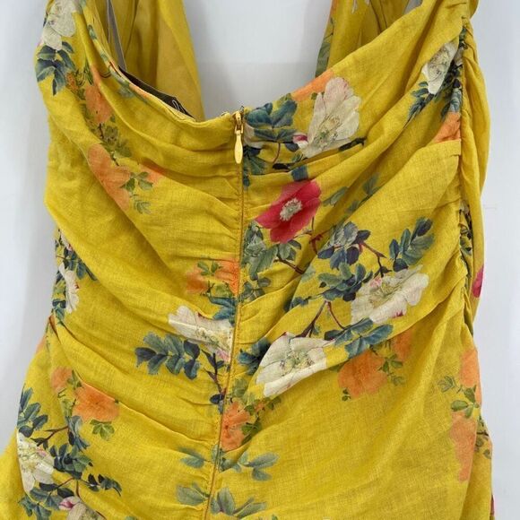 Lovers + Friends Yellow Lined Floral Off The Shoulder Mini Dress Medium - Picture 8 of 10